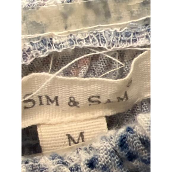 Sim & Sam Women’s Ruffled Tiered Floral Stretch Ruched Mini Dress Size M Blue - Picture 3 of 4